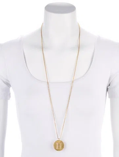 Pre-owned Julie Vos 'h' Monogram Pendant Necklace, 35" In Multicolor