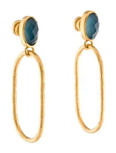 Pre-owned Julie Vos Hoop Drop Earrings In Blue