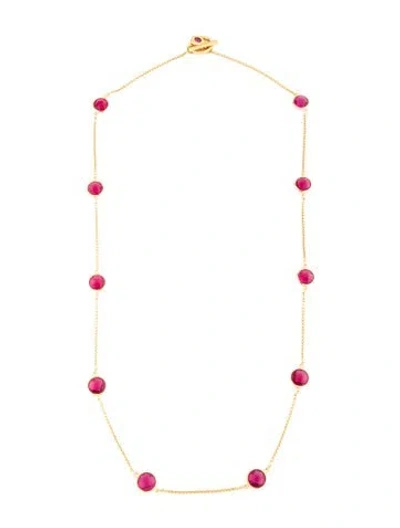 Pre-owned Julie Vos Laguna Stone Station Necklace, 19" In Pink