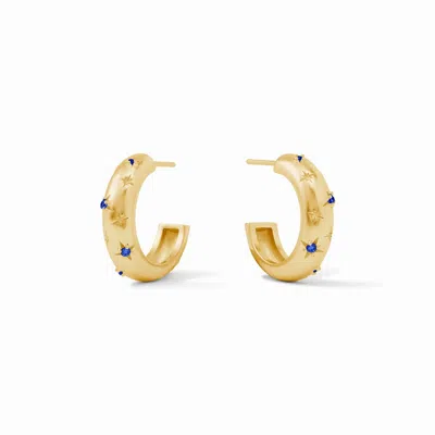 Julie Vos Luna Stone Hoop Earring In Gold/sapphire Blue