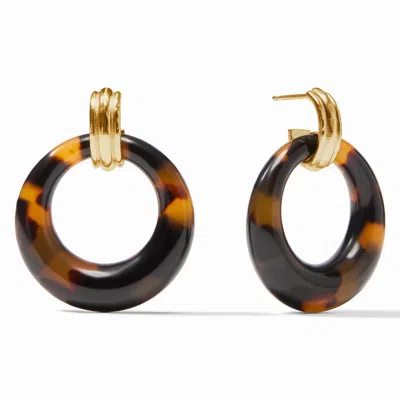 Julie Vos Madison Doorknocker Earring In Tortoiseshell In Brown