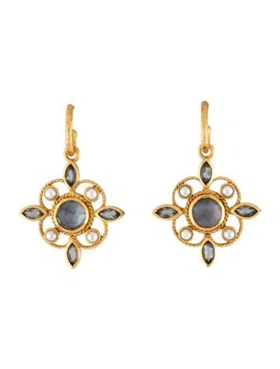 Pre-owned Julie Vos Monaco Hoop & Charm Drop Earring In Multicolor