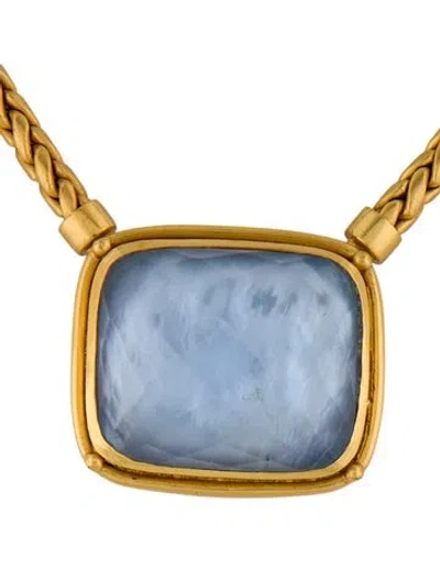 Pre-owned Julie Vos Mother Of Pearl & Crystal Doublet Pendant Necklace, 20" In Multi