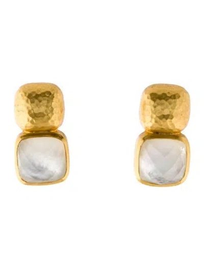 Pre-owned Julie Vos Mother Of Pearl & Glass Catalina Drop Earrings In Multi