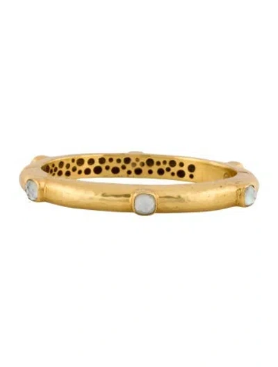 Pre-owned Julie Vos Mother Of Pearl & Glass Catalina Hinge Bracelet, 7" In Transparent