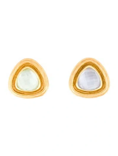 Pre-owned Julie Vos Mother Of Pearl & Glass Triangle Clip-on Earrings In Multi