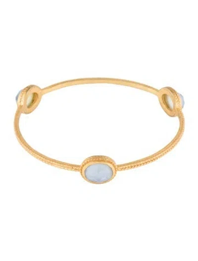 Pre-owned Julie Vos Mother Of Pearl Calypso Station Bangle Bracelet, 8.25" In Multi