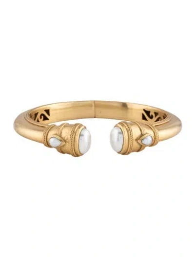 Pre-owned Julie Vos Mother Of Pearl Cannes Demi Cuff Bracelet, 6.75" In Multicolor