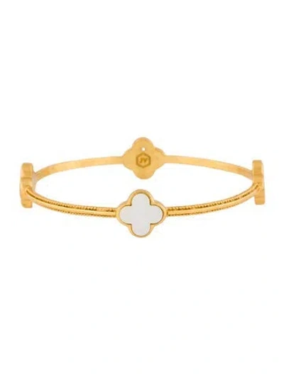 Pre-owned Julie Vos Mother Of Pearl Chloe Bangle Bracelet, 8.25" In Multi