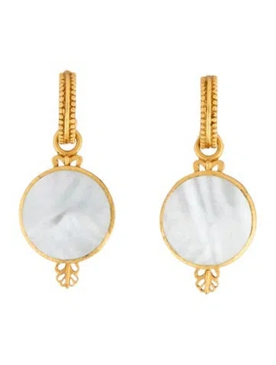 Pre-owned Julie Vos Mother Of Pearl Drop Earrings In White