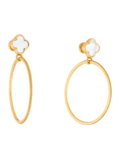 Pre-owned Julie Vos Mother Of Pearl Drop Hoop Earrings In Multi