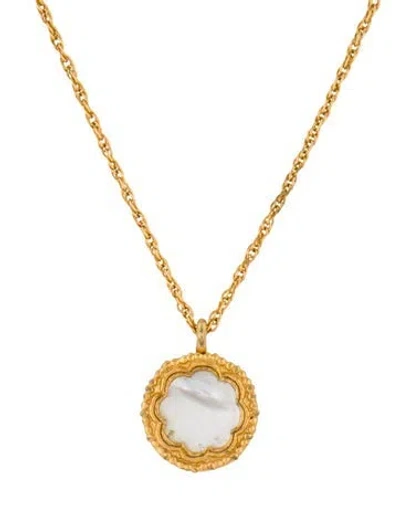 Pre-owned Julie Vos Mother Of Pearl Pendant Necklace, 18" In Multi