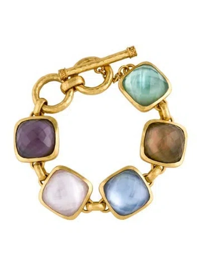 Pre-owned Julie Vos Mother-of-pearl & Glass Catalina Bracelet, 7.5" In Multi