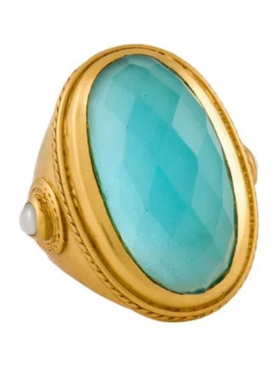Pre-owned Julie Vos Pearl & Crystal Cannes Cocktail Ring In Multi