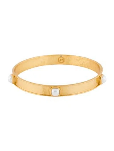 Pre-owned Julie Vos Pearl "catalina" Bangle Bracelet, 8.5" In Multi