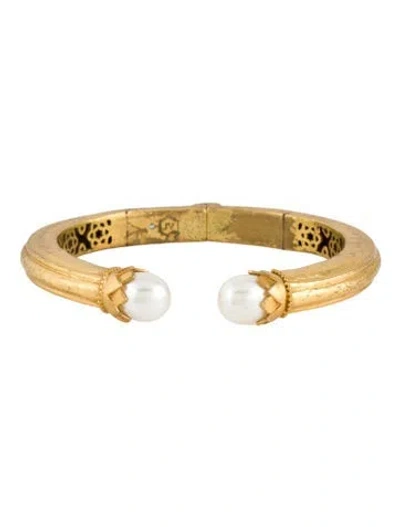 Pre-owned Julie Vos Pearl Cuff Bracelet, 7" In Multi