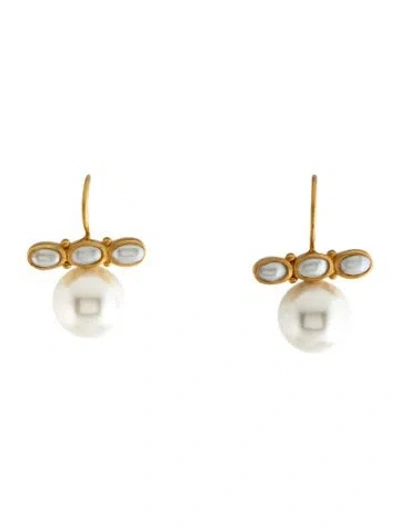 Pre-owned Julie Vos Pearl Drop Earrings In White
