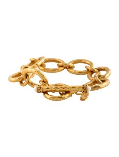 Pre-owned Julie Vos Pearl Link Bracelet, 6.75" In White
