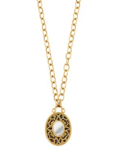 Pre-owned Julie Vos Pearl Pendant Necklace, 37" In Multi