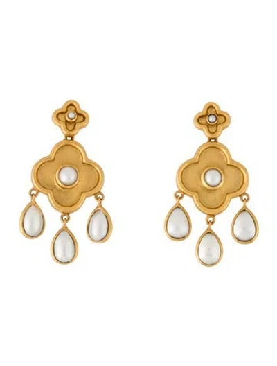 Pre-owned Julie Vos Pearl Statement Chandelier Drop Earrings In Multicolor