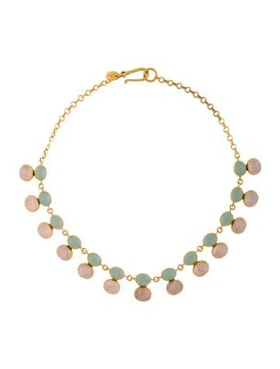 Pre-owned Julie Vos Resin & Stone Choker Necklace, 17.5" In Multi