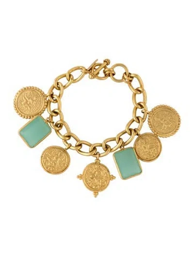 Pre-owned Julie Vos Resin Coin Charm Bracelet, 7.25" In Multicolor