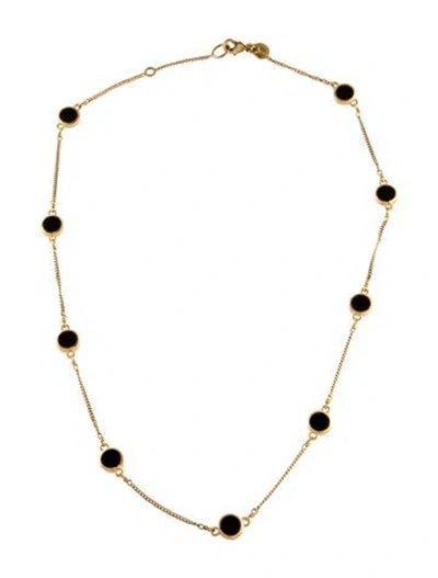 Pre-owned Julie Vos Resin Station Necklace, 17.5" In Black