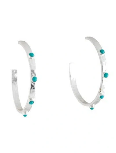 Pre-owned Julie Vos Resin Studded Hoop Earrings In Multicolor