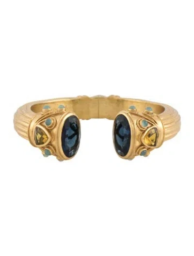 Pre-owned Julie Vos Savannah Hinge Cuff Bracelet, 7" In Multi