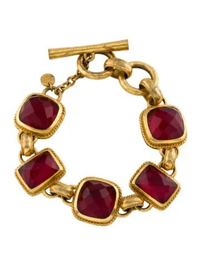 Pre-owned Julie Vos Stone Bracelet, 7" In Red