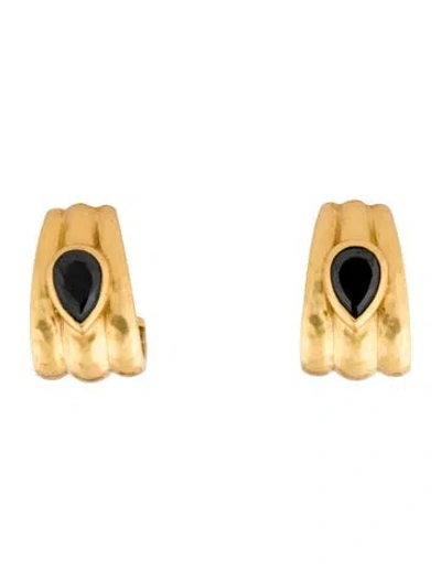 Pre-owned Julie Vos Stone Cirque Clip-on Earrings In Black