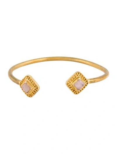 Pre-owned Julie Vos Stone Cuff Bracelet, 7" In Pink