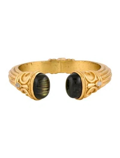Pre-owned Julie Vos Stone Hinge Bangle Bracelet, 6.75" In Multi