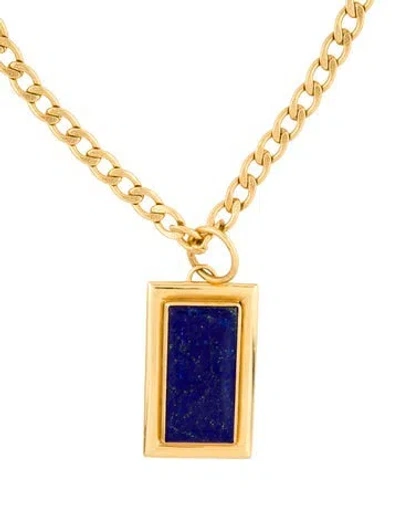 Pre-owned Julie Vos Stone Pendant Necklace, 32" In Blue