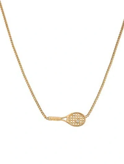 Pre-owned Julie Vos Tennis Racquet Pendant Necklace, 17" In Multicolor