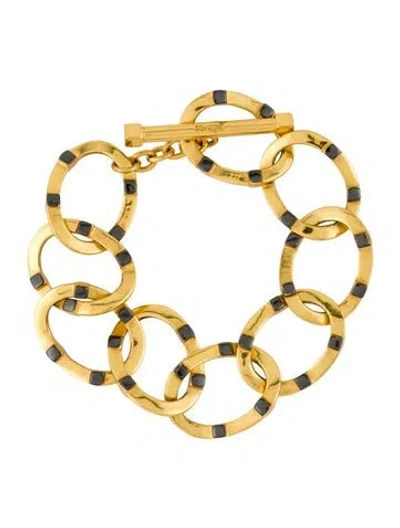 Pre-owned Julie Vos Two Tone Link Bracelet, 6.5" In Multi