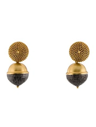 Pre-owned Julie Vos Two-tone Acorn Clip-on Drop Earrings In Multi