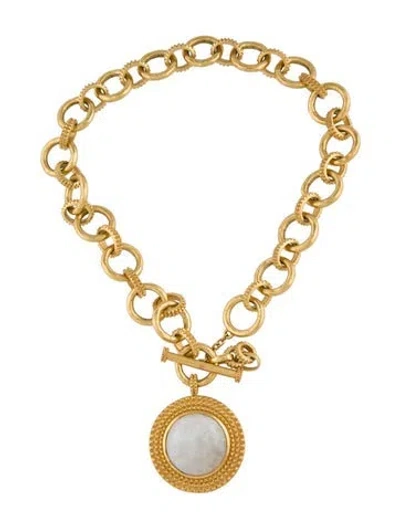 Pre-owned Julie Vos White Stone Pendant Chain Necklace, 19"