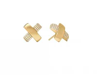 Julie Vos Women's Catalina Pave X Stud Cubic Zirconia Earrings In Gold
