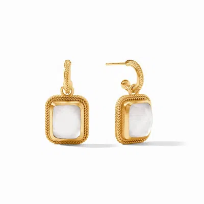 Julie Vos Women's Cheval Hoop And Charm Earring In Iridescent Clear Crystal In Gold