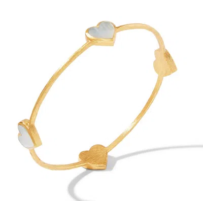 Julie Vos Women's Medium Heart Bangle In Mother Of Pearl In Multi