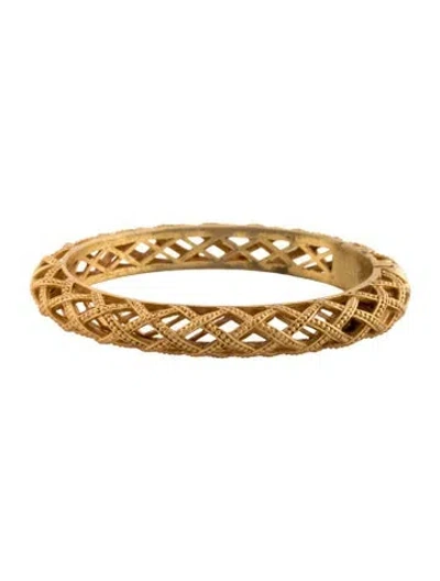 Pre-owned Julie Vos Woven Hinged Bangle Bracelet, 6" In Multicolor