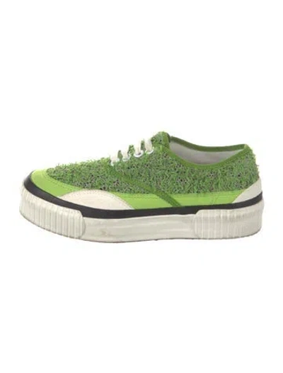 Pre-owned Julien David Canvas Colorblock Pattern Sneakers In Green