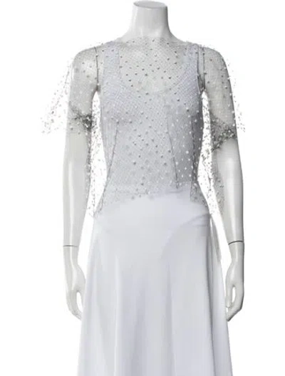 Pre-owned Julien David Crew Neck Short Sleeve Top In White