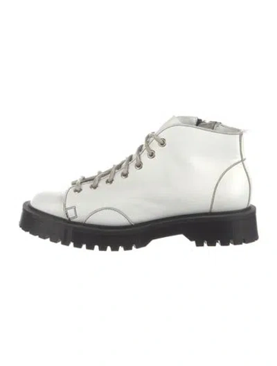Pre-owned Julien David Leather Combat Boots In White