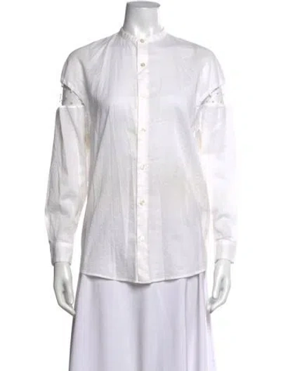 Pre-owned Julien David Long Sleeve Button-up Top In White