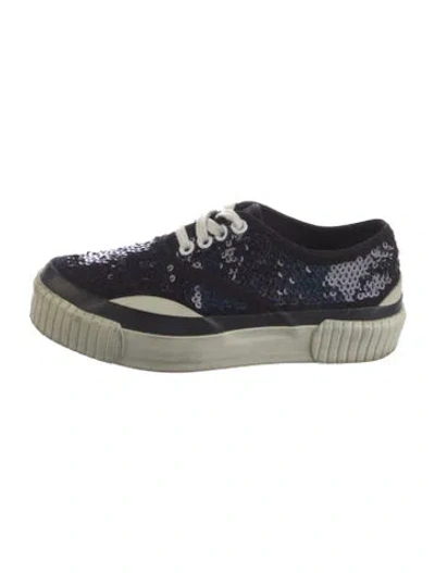 Pre-owned Julien David Printed Sequin Embellishments Sneakers In Blue