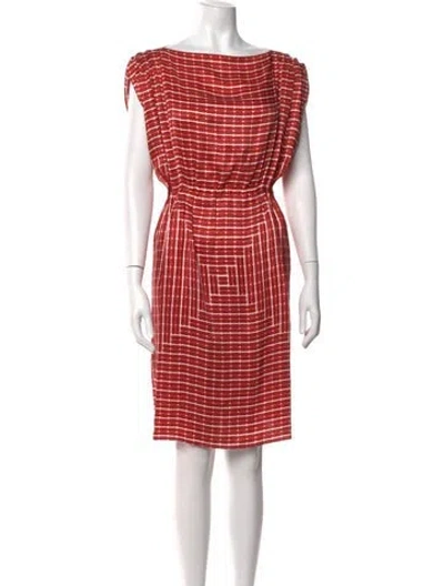 Pre-owned Julien David Silk Knee-length Dress In Red
