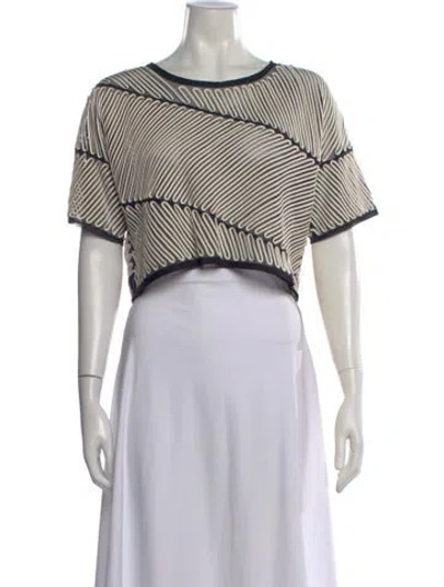 Pre-owned Julien David Striped Crew Neck Crop Top In Multi