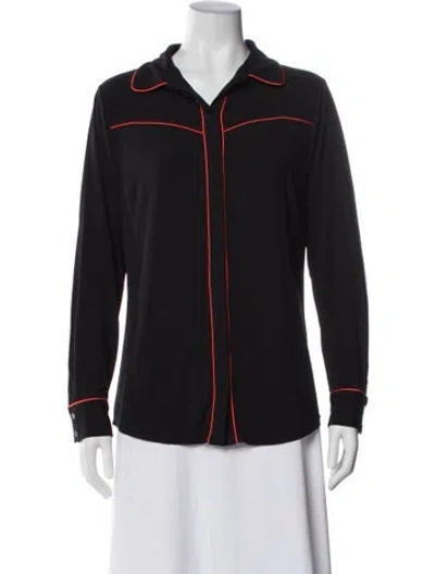 Pre-owned Julien Macdonald Long Sleeve Button-up Top In Black